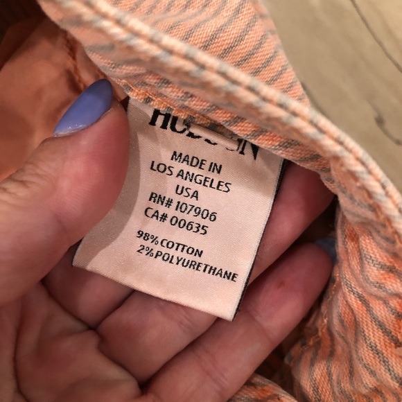 Hudson Peach Pinstripe Bacara Crop Straight Cuffed Jeans Size 26 EUC - Picture 7 of 8